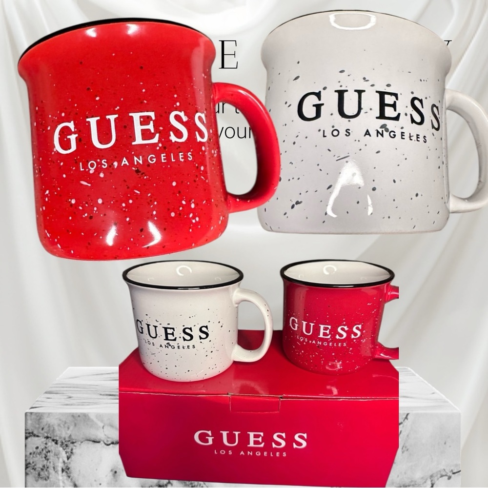 Guess Red and‎ White Speckled Mugs